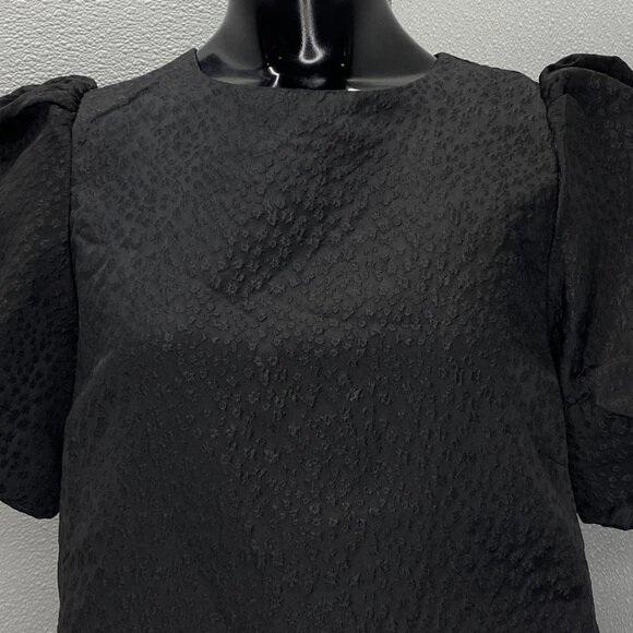NEW POMANDER PLACE Women’s Lyla Jacquard Puff Sleeve Blouse Black Size S - Picture 8 of 9